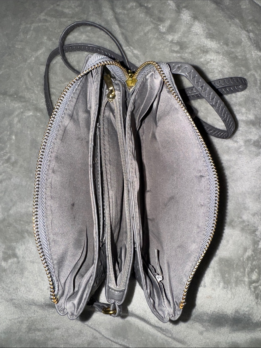 Dark Gray Faux Ostrich Crossbody Wristlet/Purse - Women's Bag - Picture 2 of 6